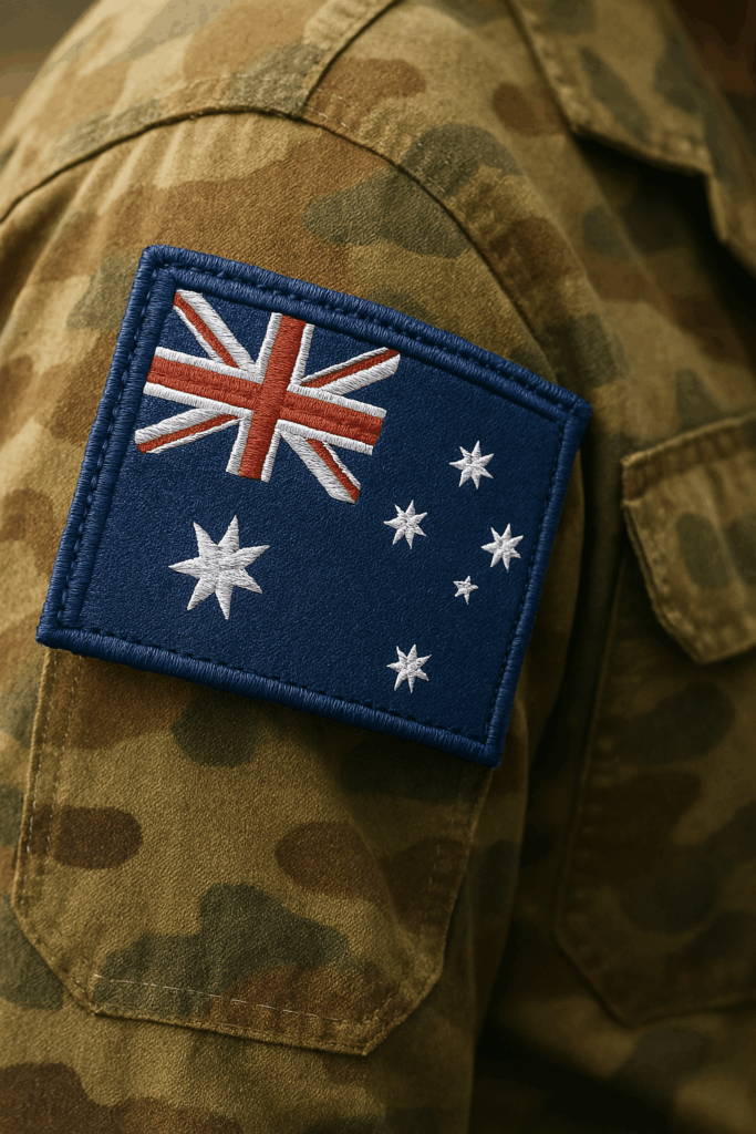 A picture of an army's badge of their flag