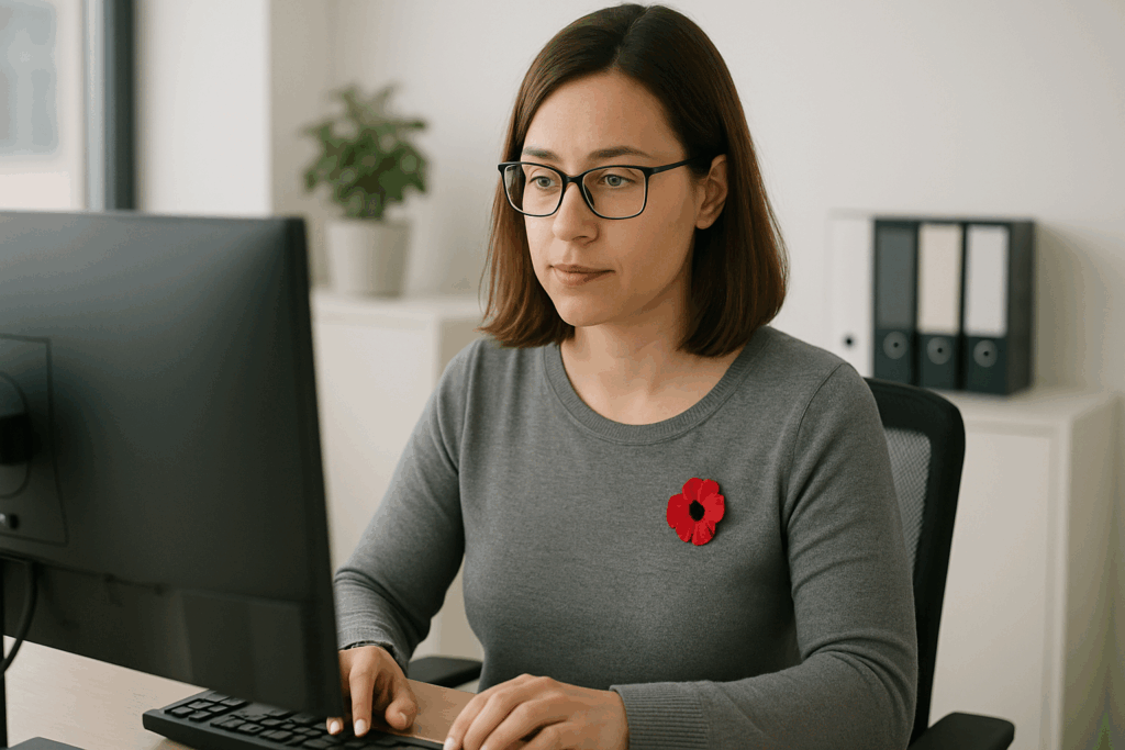 A picture of a girl focusing on his online work using a computer