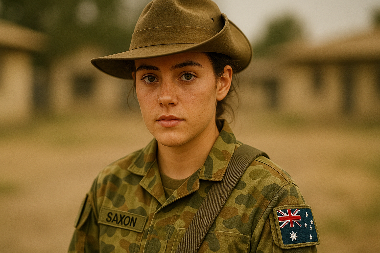 A picture of army Saxon, she is a girl army