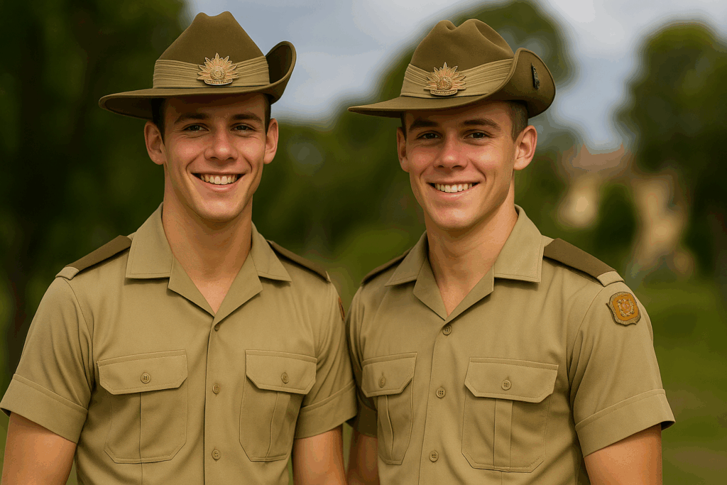 A picture of two man wearing uniform as a soldier