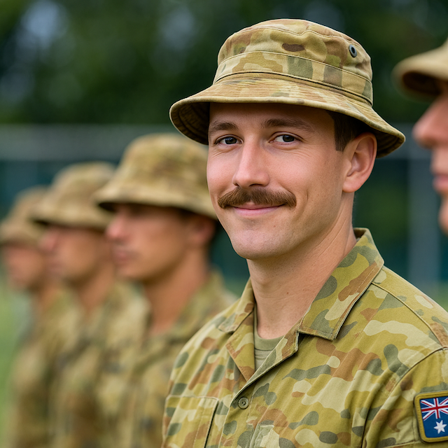 A picture of a soldier in line
